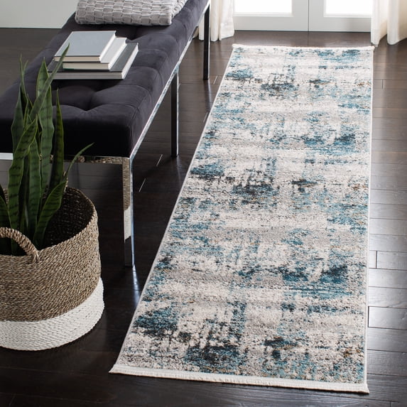 SAFAVIEH Shivan Jaycob Abstract Runner Rug, Ivory/Navy, 2'2" x 8'