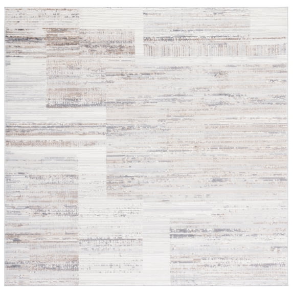 SAFAVIEH Shivan Kaeden Geometric Gradient Area Rug, Ivory/Grey, 6'7" x 6'7" Square