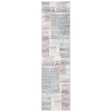 SAFAVIEH Shivan Kaeden Geometric Gradient Runner, Ivory/Rust, 2'2" x 8'