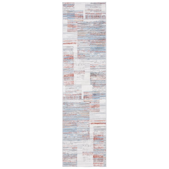 SAFAVIEH Shivan Kaeden Geometric Gradient Runner, Ivory/Rust, 2'2" x 8'