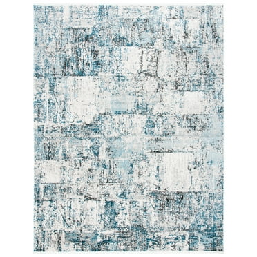 SAFAVIEH Hollywood Jennifer Abstract Area Rug, Grey/Teal, 9' x 9' Round ...