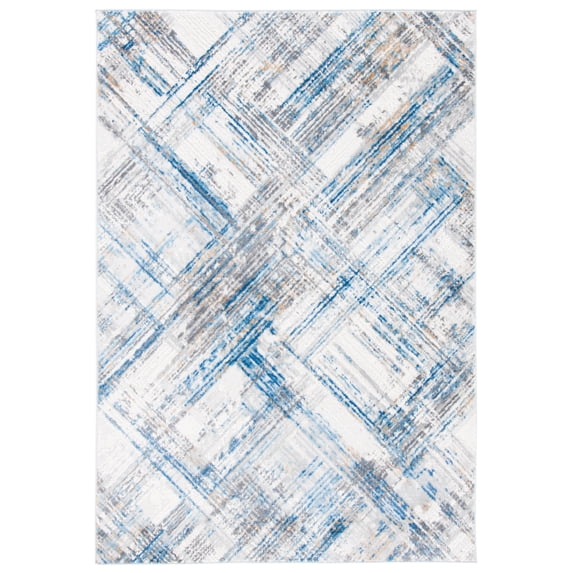 SAFAVIEH Shivan Melanie Abstract Brush Area Rug, Ivory/Blue, 6'7" x 8'7"