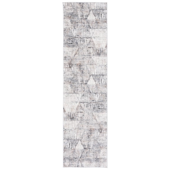 SAFAVIEH Shivan Nowell Geometric Distressed Runner, Ivory/Grey, 2'2" x 8'