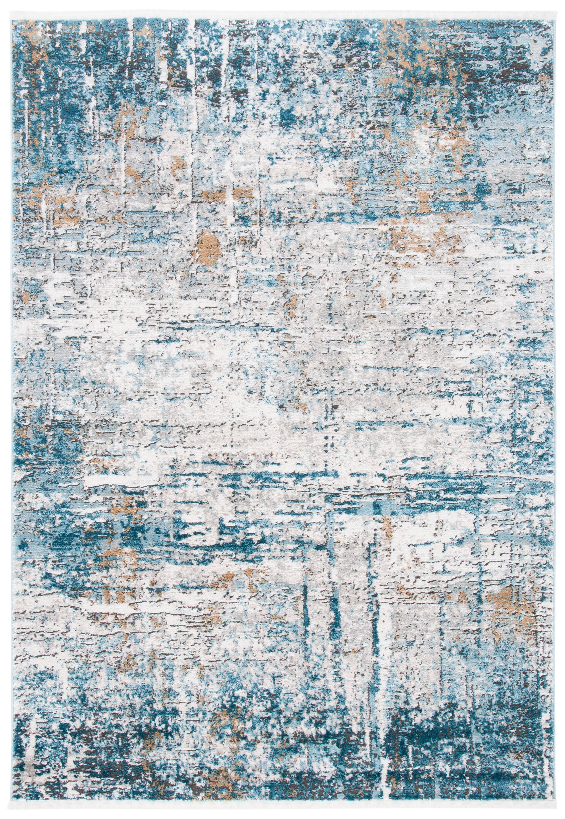 Modern Abstract Hand-Knotted Gray Synthetic Rectangular Rug