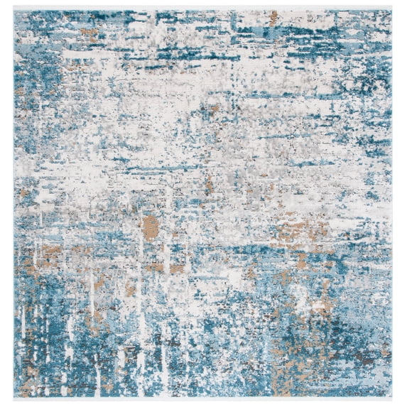 SAFAVIEH Shivan Otis Abstract Area Rug, Grey/Blue, 6'7" x 6'7" Square
