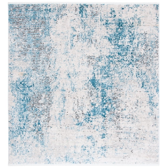 SAFAVIEH Shivan Phillis Abstract Area Rug, Blue/Grey, 6'7" x 6'7" Square