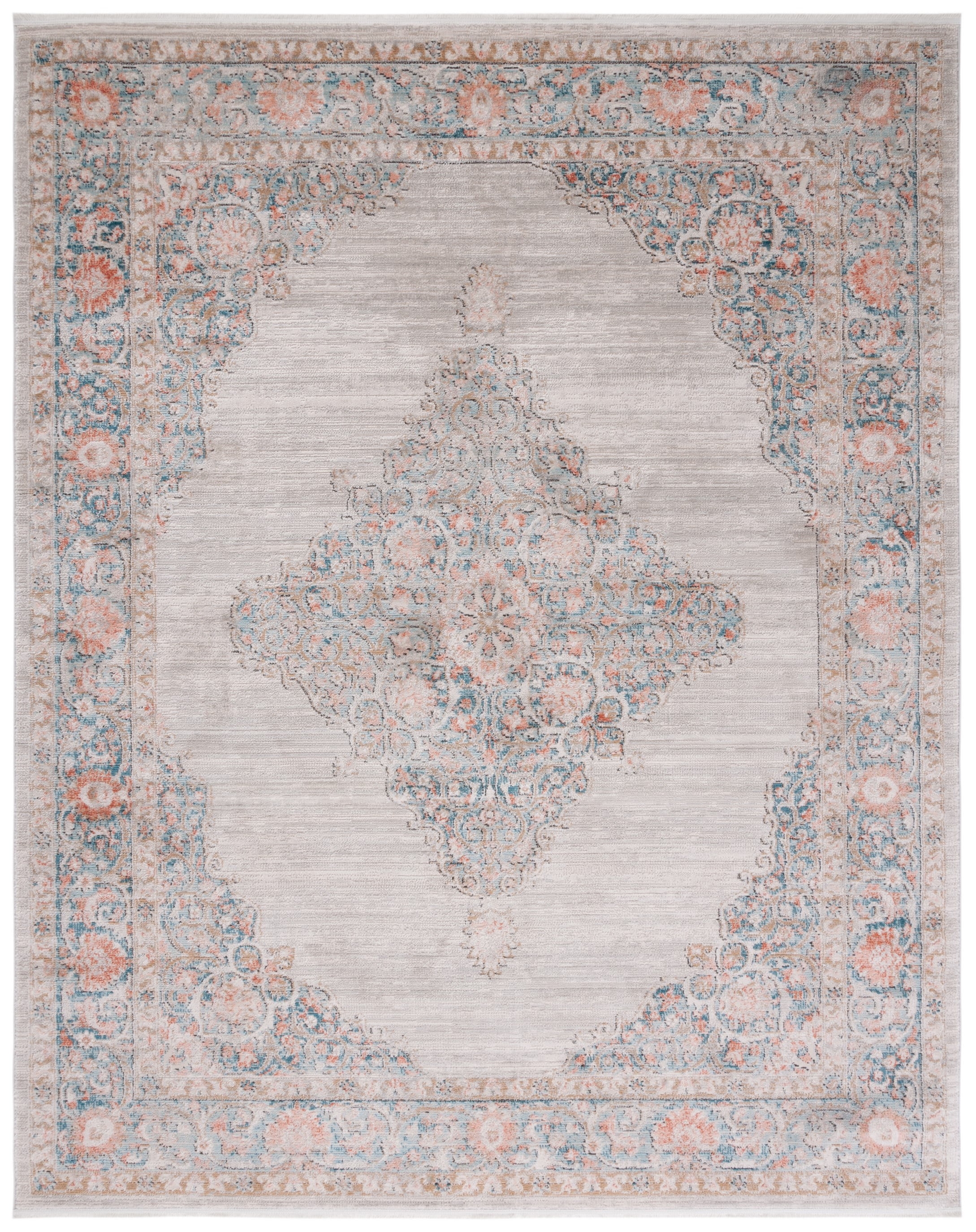 SAFAVIEH Shivan Quinlan Traditional Distressed Area Rug, Grey/Rose, 10' x 14'