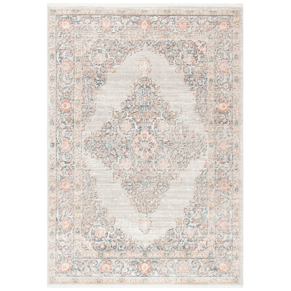 SAFAVIEH Shivan Quinlan Traditional Distressed Area Rug, Grey/Rose, 4' x 6'