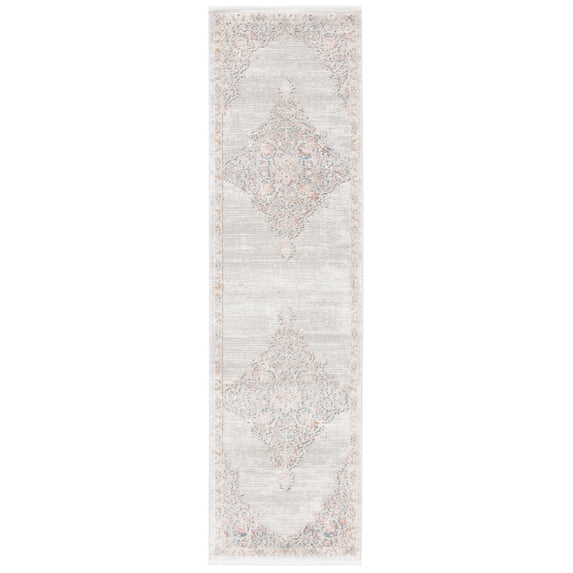 SAFAVIEH Shivan Quinlan Traditional Distressed Runner, Grey/Rose, 2'2" x 6'