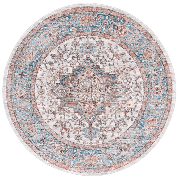 SAFAVIEH Shivan Tiphanie Traditional Distressed Area Rug, Grey/Blue, 6'7" x 6'7" Round