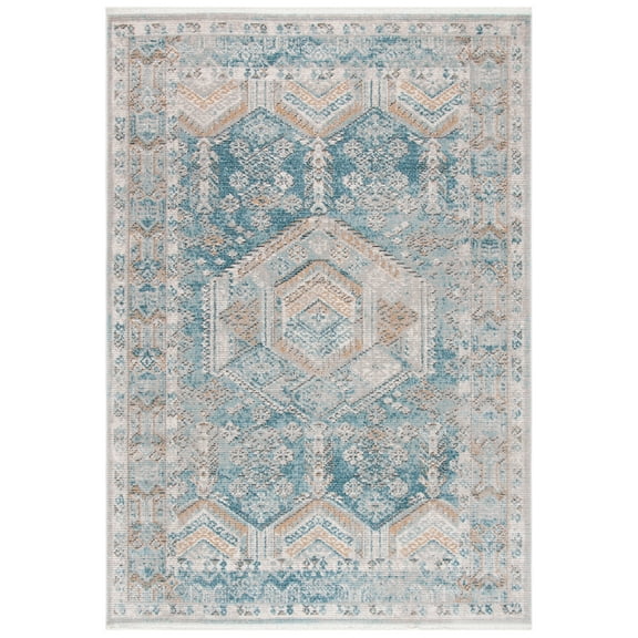 SAFAVIEH Shivan Tobin Traditional Distressed Area Rug, Blue/Gold, 5'3" x 7'6"