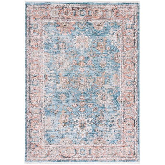 SAFAVIEH Shivan Zeke Oriental Distressed Area Rug, Blue/Red, 6'7" x 8'7"