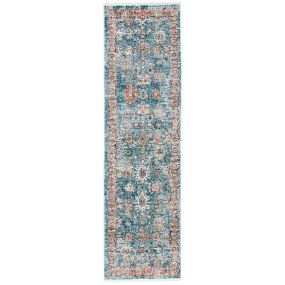 SAFAVIEH Shivan Zeke Oriental Distressed Runner, Blue/Red, 2'6" x 6'