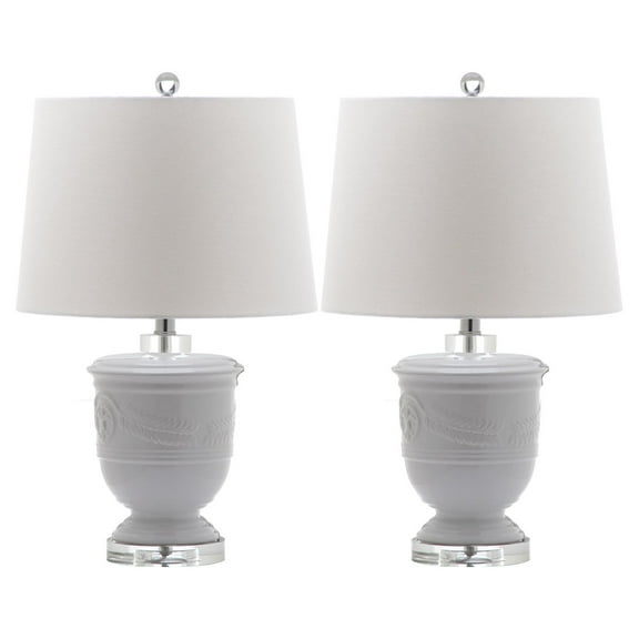 SAFAVIEH Shoal 23 in. H Floral Medallion Table Lamp, White, Set of 2