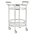 thumbnail image 1 of SAFAVIEH Sienna 2 Tier Modern Glam Round Bar Cart with Casters, Chrome, 1 of 7