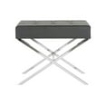thumbnail image 1 of SAFAVIEH Sienna Modern Glam X-Leg Upholstered Rectangular Ottoman, Black/Chrome\, 1 of 5