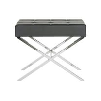 SAFAVIEH Sienna Modern Glam X-Leg Upholstered Rectangular Ottoman, Black/Chrome\