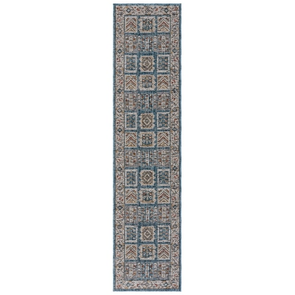 SAFAVIEH Sierra Ashlea Abstract Runner Rug, Ivory/Blue, 2'3" x 9'