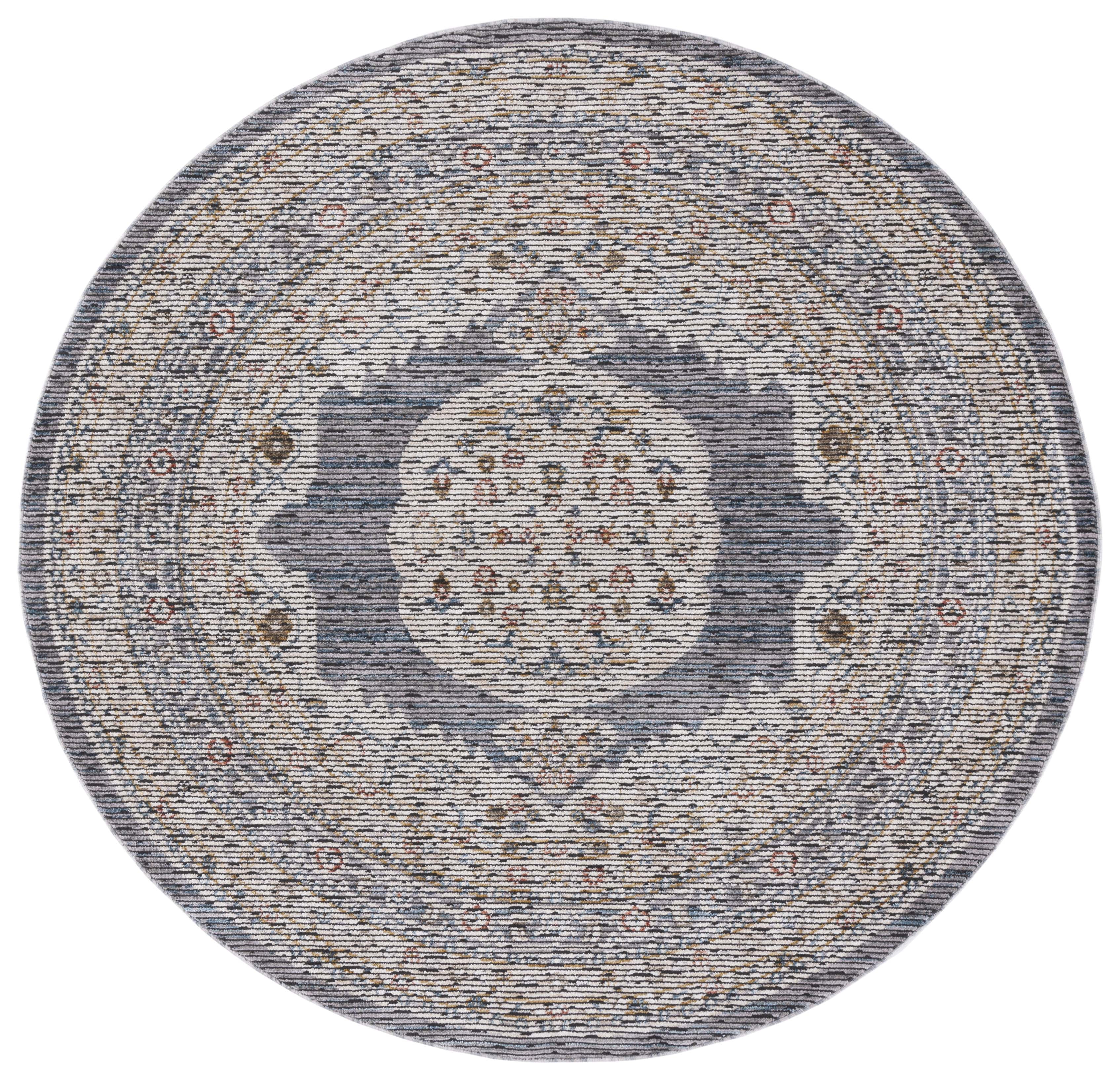 SAFAVIEH Sierra Isidora Medallion Area Rug, Ivory/Grey, 6' x 6' Round