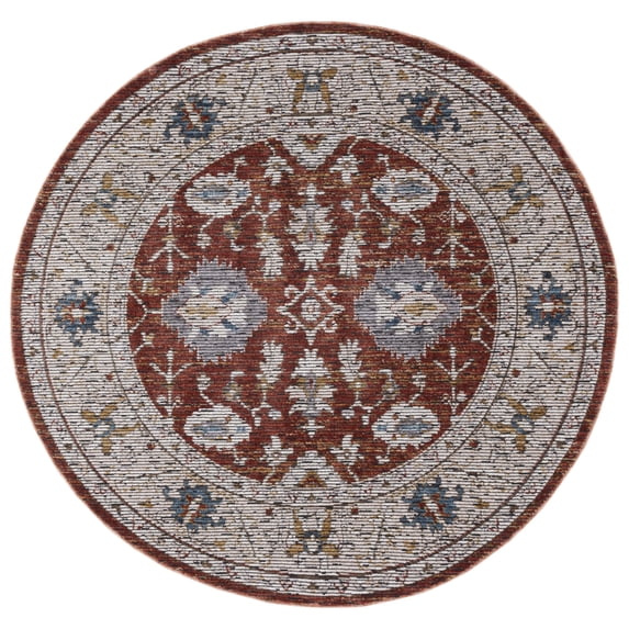 SAFAVIEH Sierra Terence Abstract Area Rug, Ivory/Rust, 6' x 6' Round