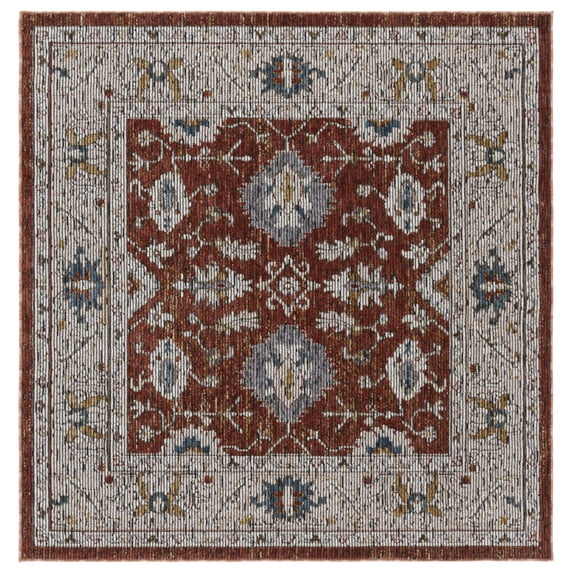 SAFAVIEH Sierra Terence Abstract Area Rug, Ivory/Rust, 6' x 6' Square