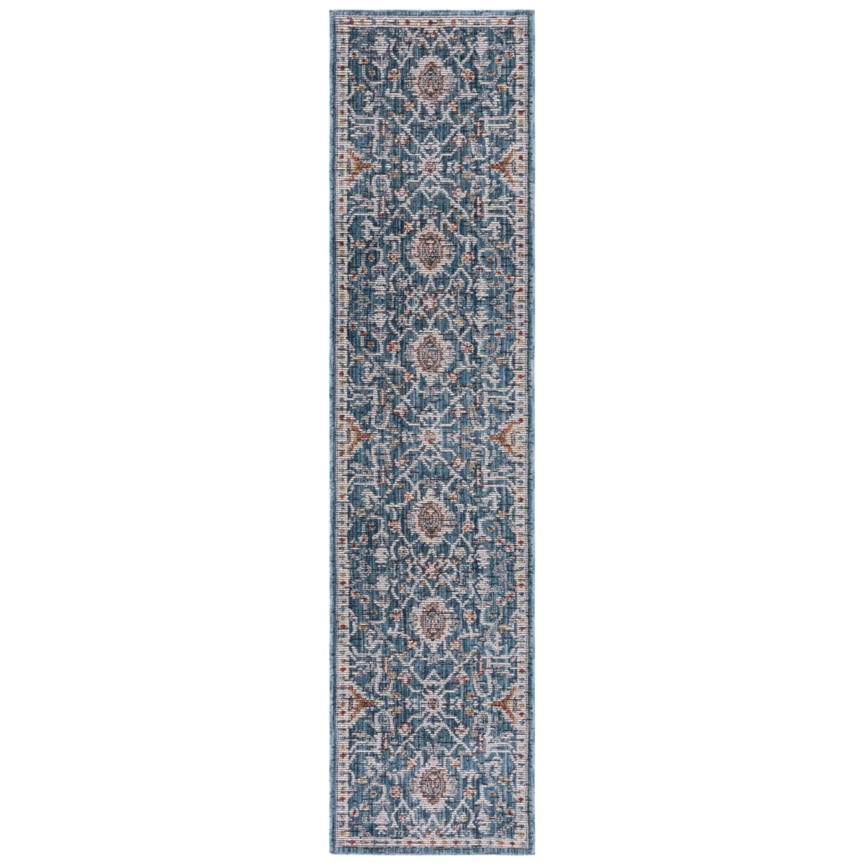 Sierra Blue and Ivory Hand-Knotted Oriental Runner Rug