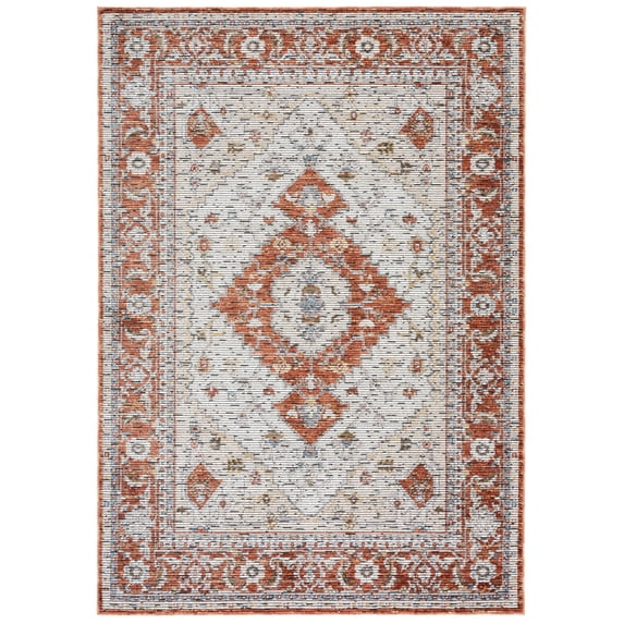 SAFAVIEH Sierra Jane Medallion Area Rug, Ivory/Rust, 9' x 12'