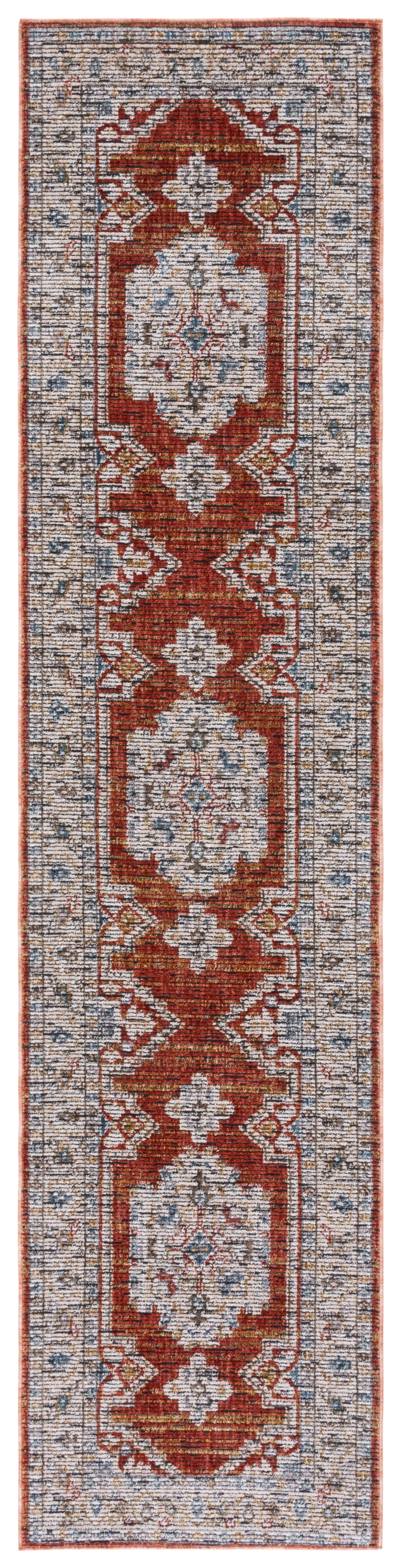 Sierra Ivory and Rust Wool Runner Rug 2'3" x 9'