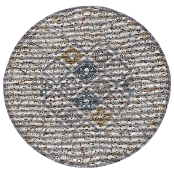 SAFAVIEH Sierra Jonette Geometric Area Rug, Ivory/Grey, 6' x 6' Round