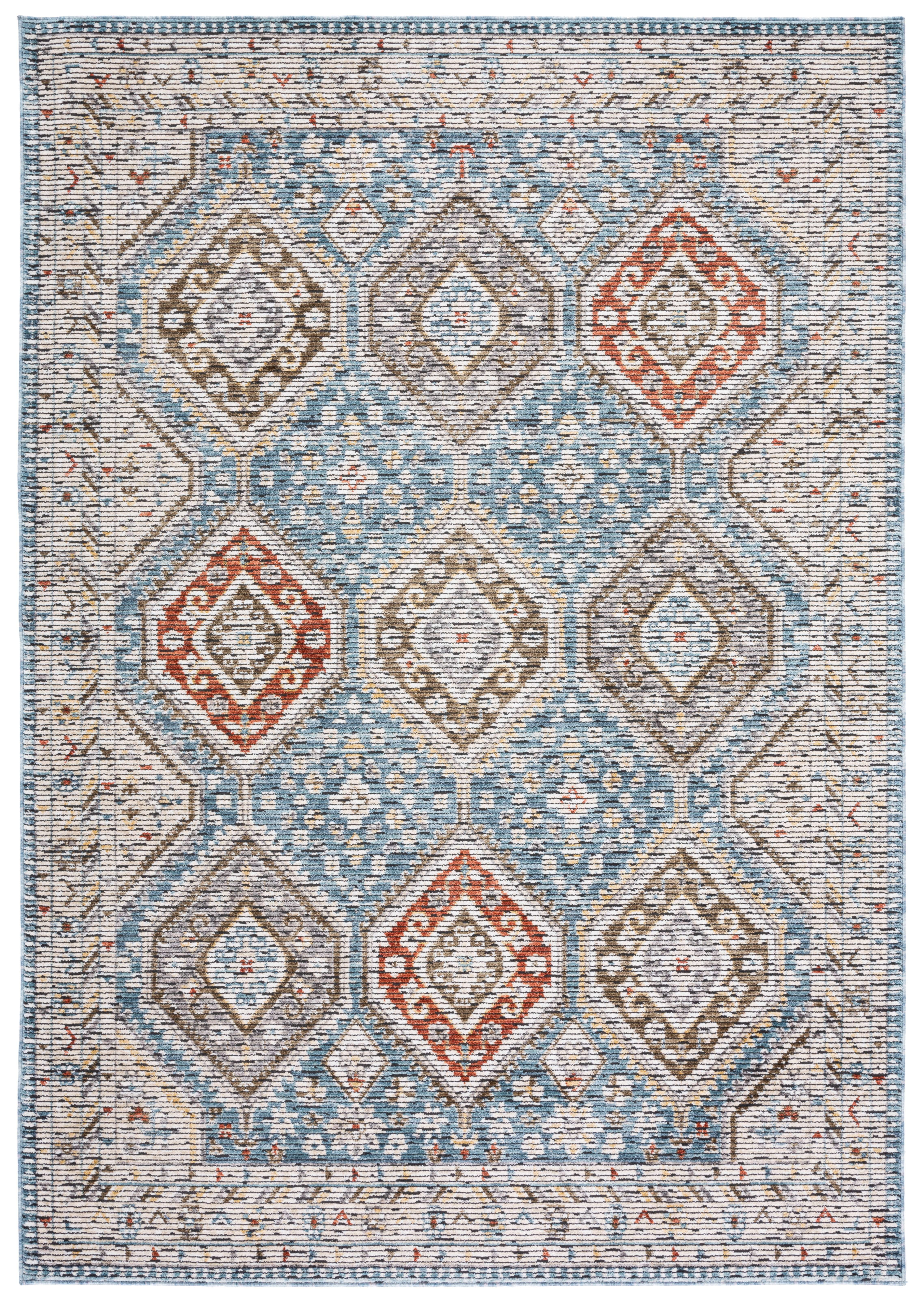 Sierra Ivory and Blue Hand-Knotted Wool Area Rug