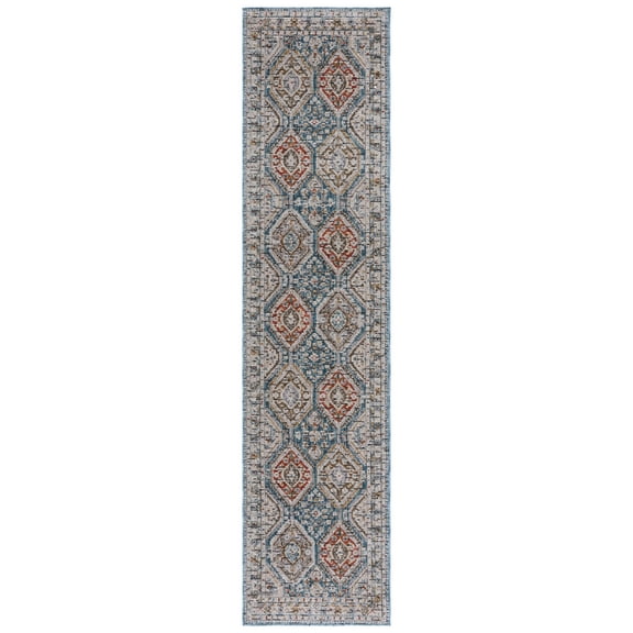 SAFAVIEH Sierra Dawa Geometric Runner Rug, Ivory/Blue, 2'3" x 9'