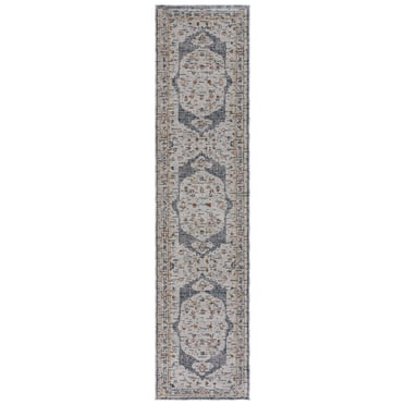 SAFAVIEH Sierra Isidora Medallion Runner Rug, Ivory/Grey, 2'3" x 9'