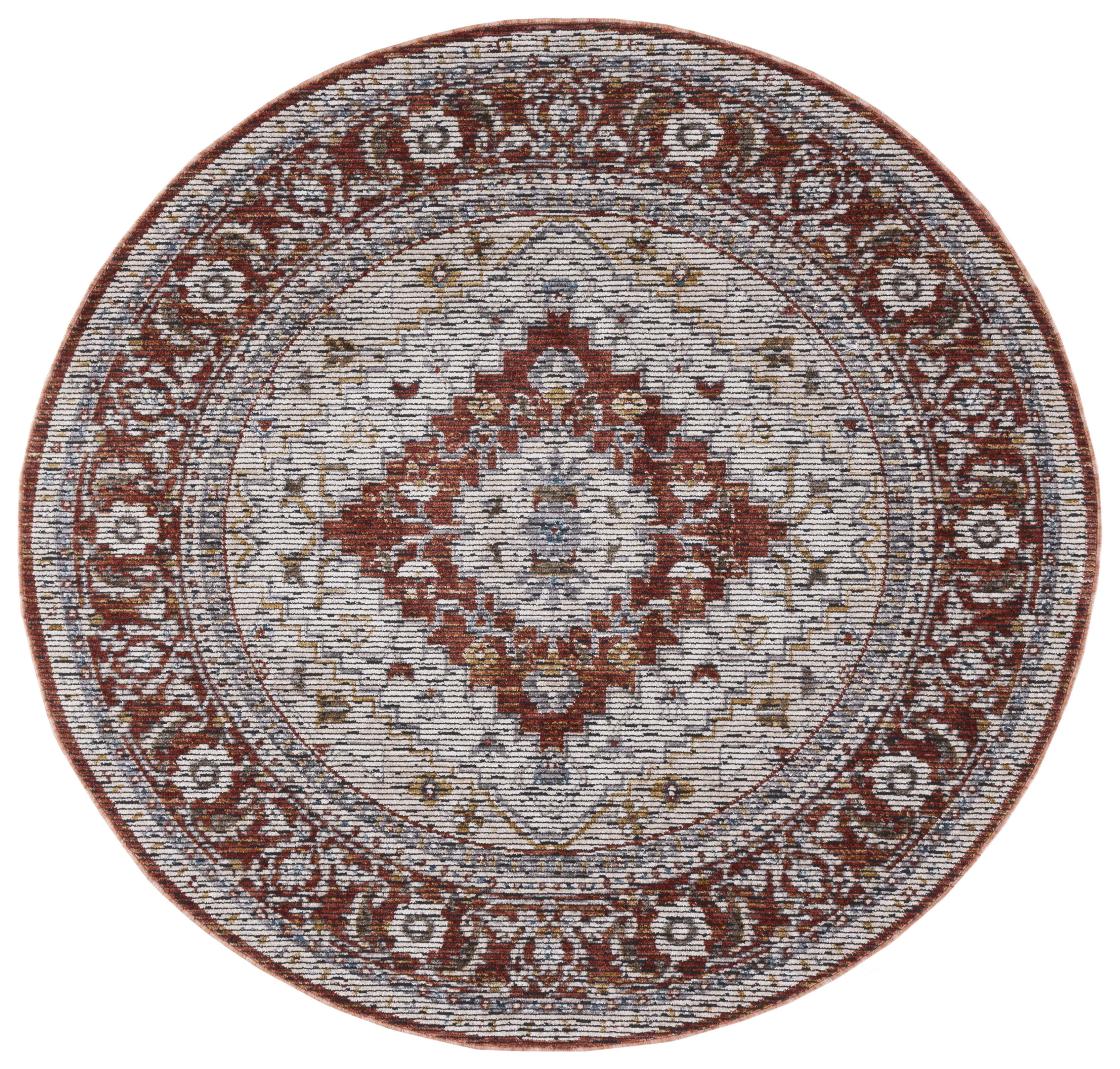 SAFAVIEH Sierra Jane Medallion Area Rug, Ivory/Rust, 6' x 6' Round