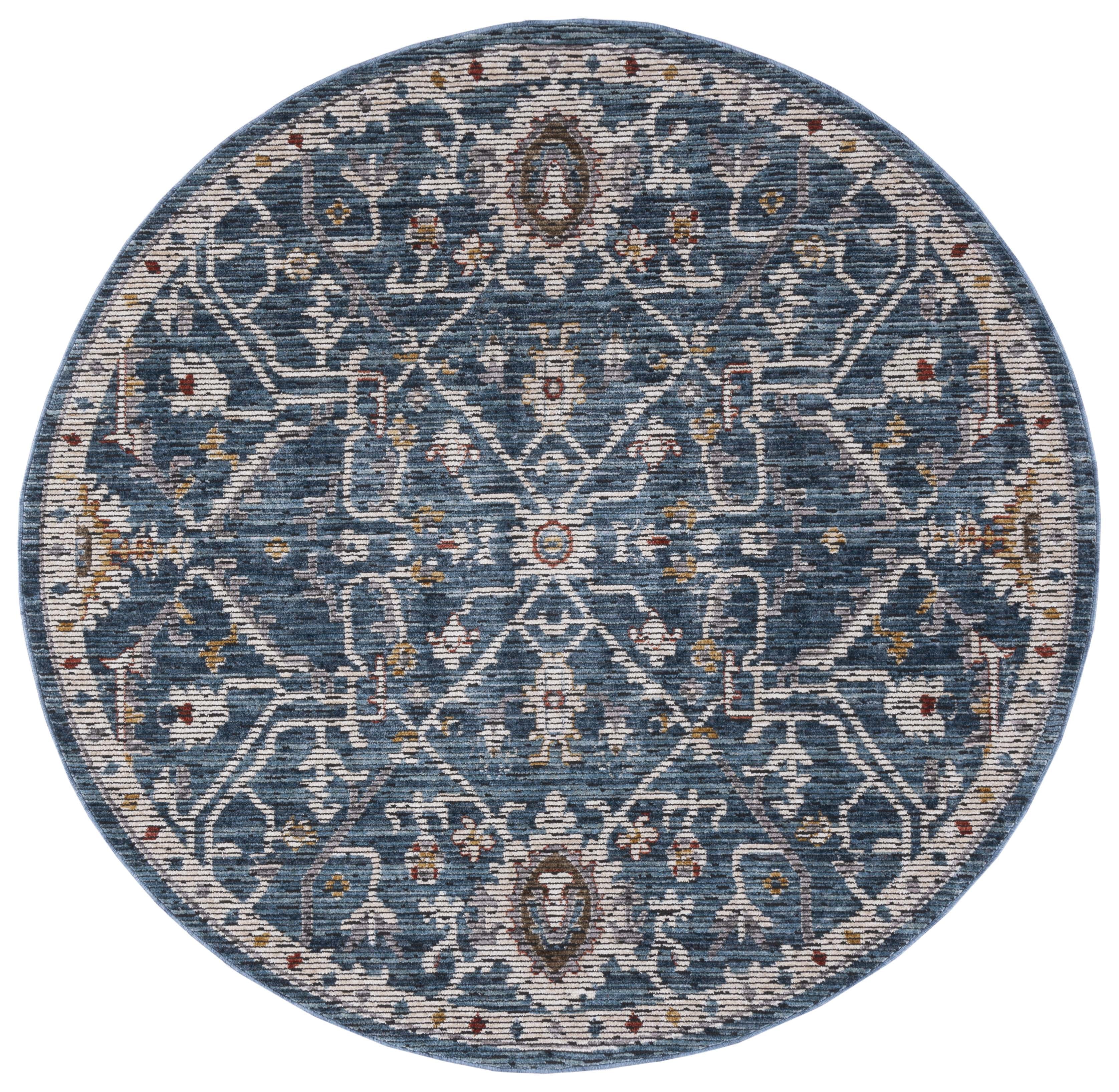 SAFAVIEH Sierra Jayma Abstract Area Rug, Blue/Ivory, 6' x 6' Round