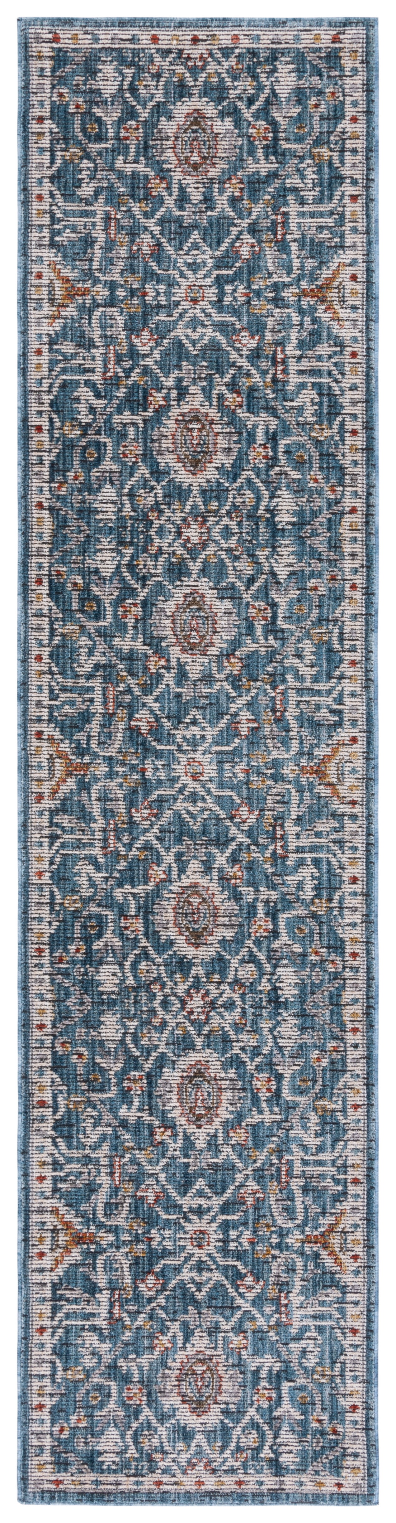 Sierra Blue and Ivory Hand-Knotted Oriental Runner Rug