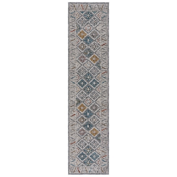 SAFAVIEH Sierra Jonette Geometric Runner Rug, Ivory/Grey, 2'3" x 9'