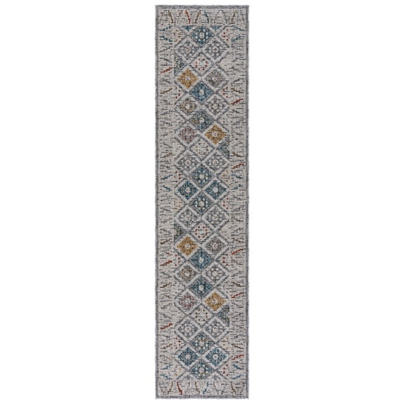 SAFAVIEH Sierra Jonette Geometric Runner Rug, Ivory/Grey, 2'3" x 9'