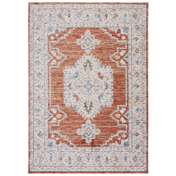 SAFAVIEH Sierra Priscilla Medallion Area Rug, Ivory/Rust, 4' x 6'