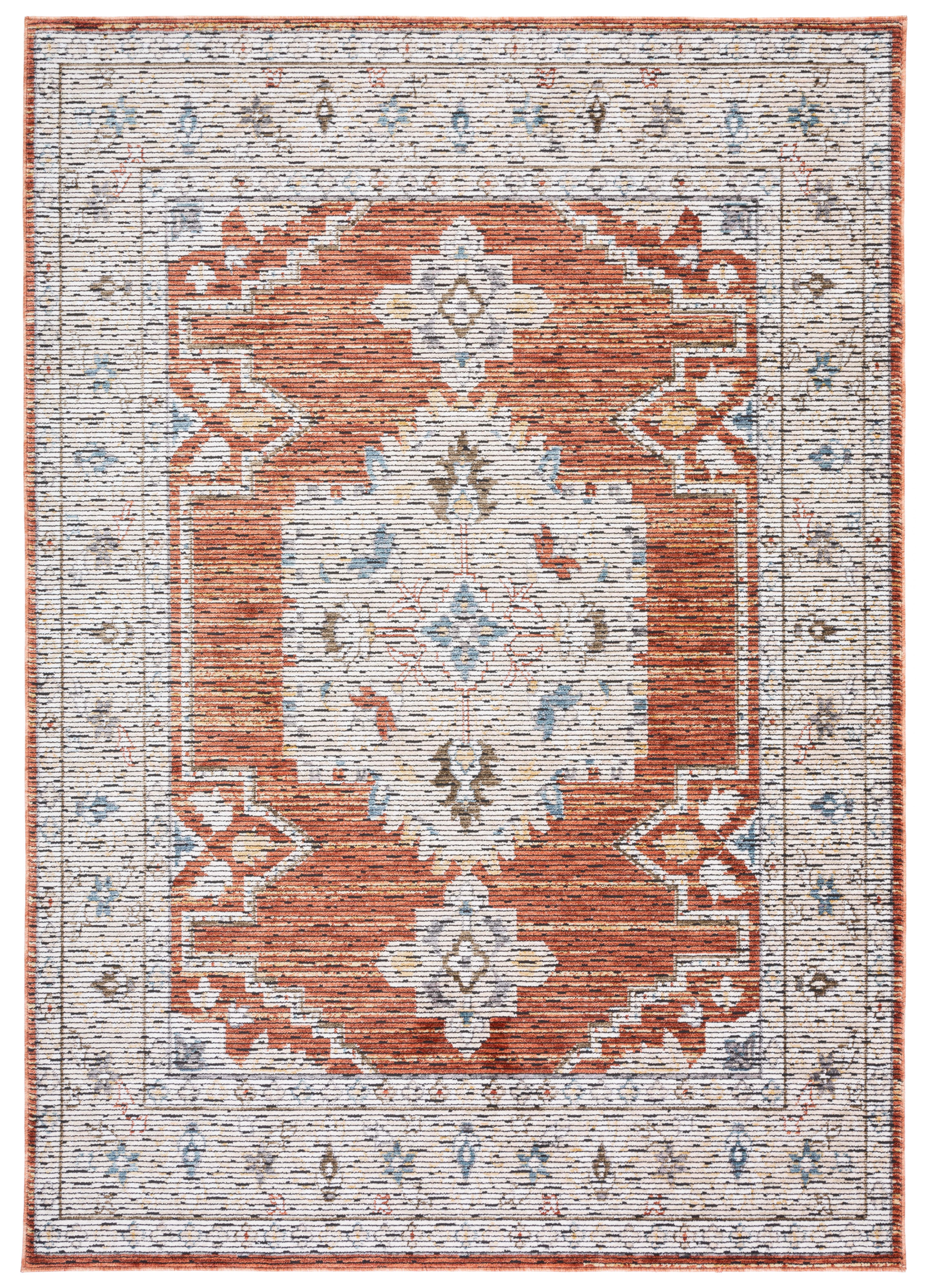 SAFAVIEH Sierra Priscilla Medallion Area Rug, Ivory/Rust, 7'9" x 10'5"