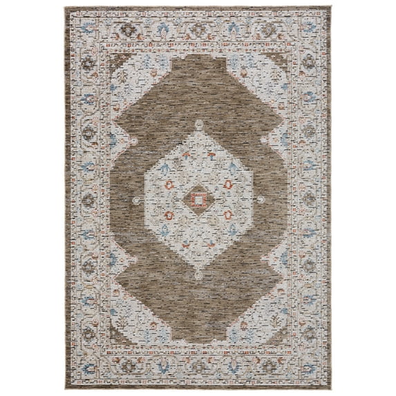 SAFAVIEH Sierra Vana Medallion Area Rug, Ivory/Olive Green, 5' x 8'