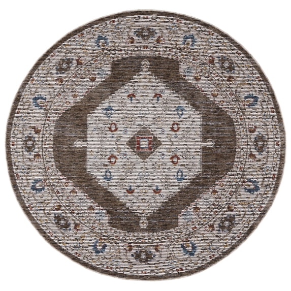 SAFAVIEH Sierra Vana Medallion Area Rug, Ivory/Olive Green, 6' x 6' Round