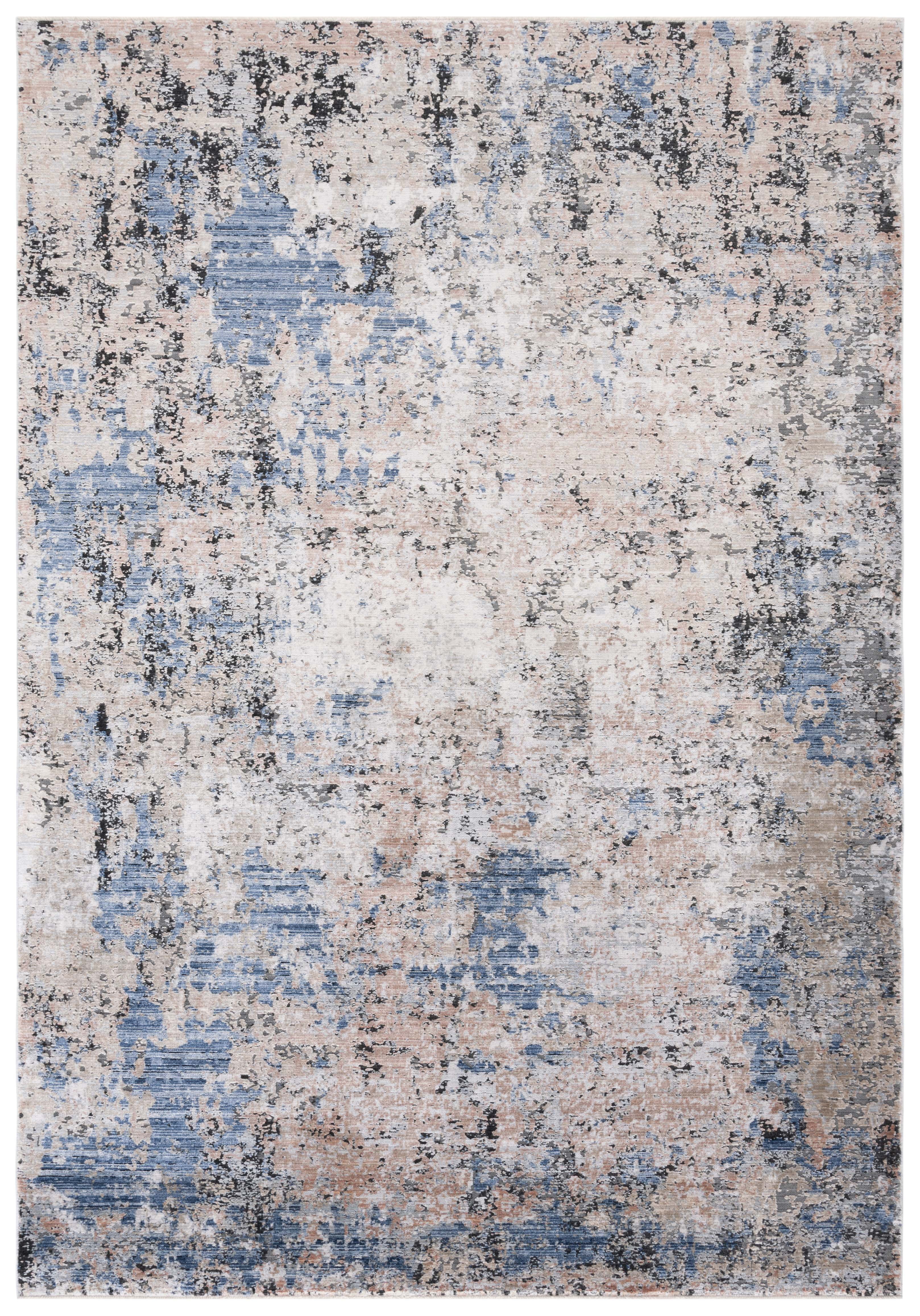 Blue and Gray Hand-Knotted Viscose 6' x 9' Area Rug