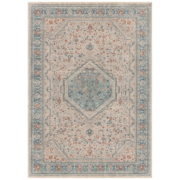 SAFAVIEH Signature Louise Medallion Area Rug, Beige/Blue, 9'8" x 13'