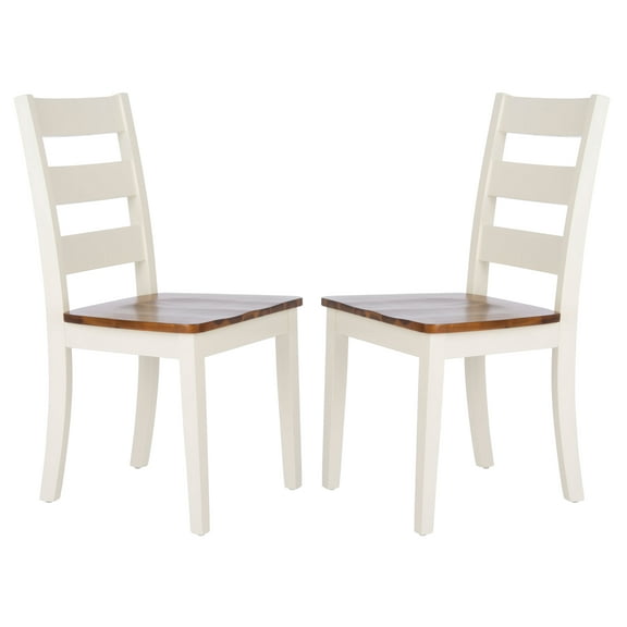 SAFAVIEH Silio Ladder Back Dining Chair, Set of 2, White/Light Brown