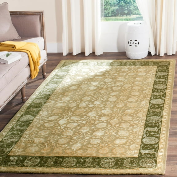 SAFAVIEH Silk Road Barrfind Border Wool Area Rug, Ivory/Sage, 7'6" x 9'6"