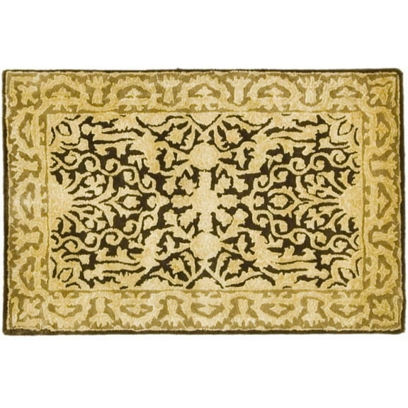 SAFAVIEH Silk Road Maisy Border Wool Area Rug, Brown/Ivory, 2'6" x 4'