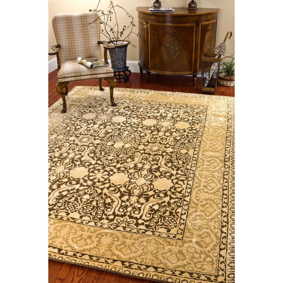 SAFAVIEH Silk Road Maisy Border Wool Area Rug, Brown/Ivory, 2' x 3'
