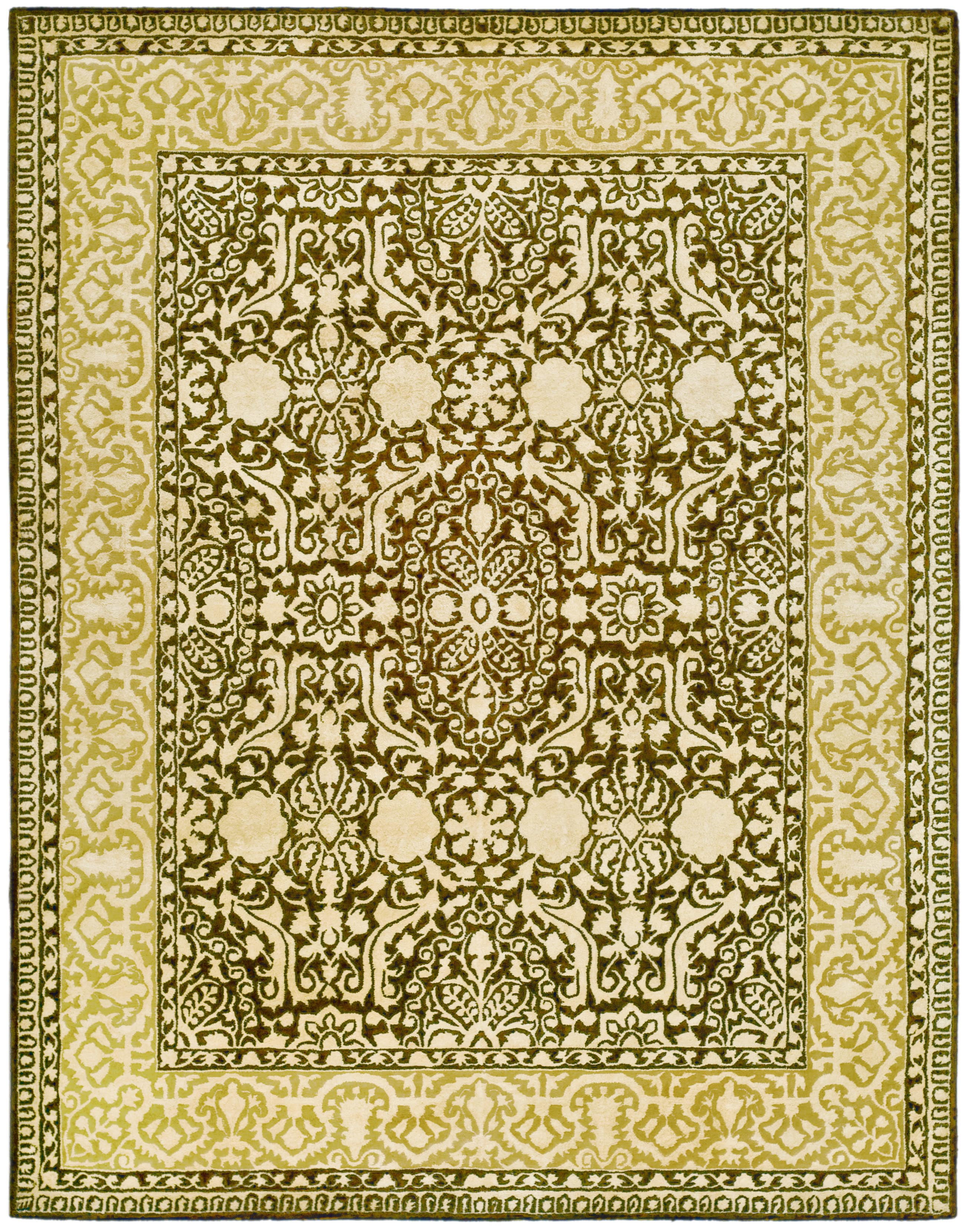 Brown and Ivory Round Tufted Wool Area Rug