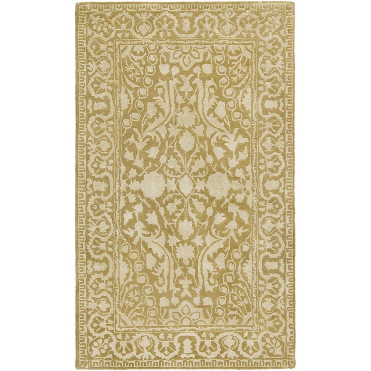 Ivory Hand-Tufted Wool and Viscose Round Area Rug
