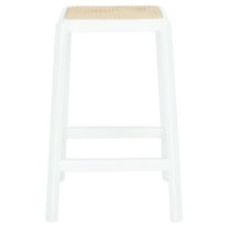 SAFAVIEH Silus Square Backless Counter Stool, White/Natural